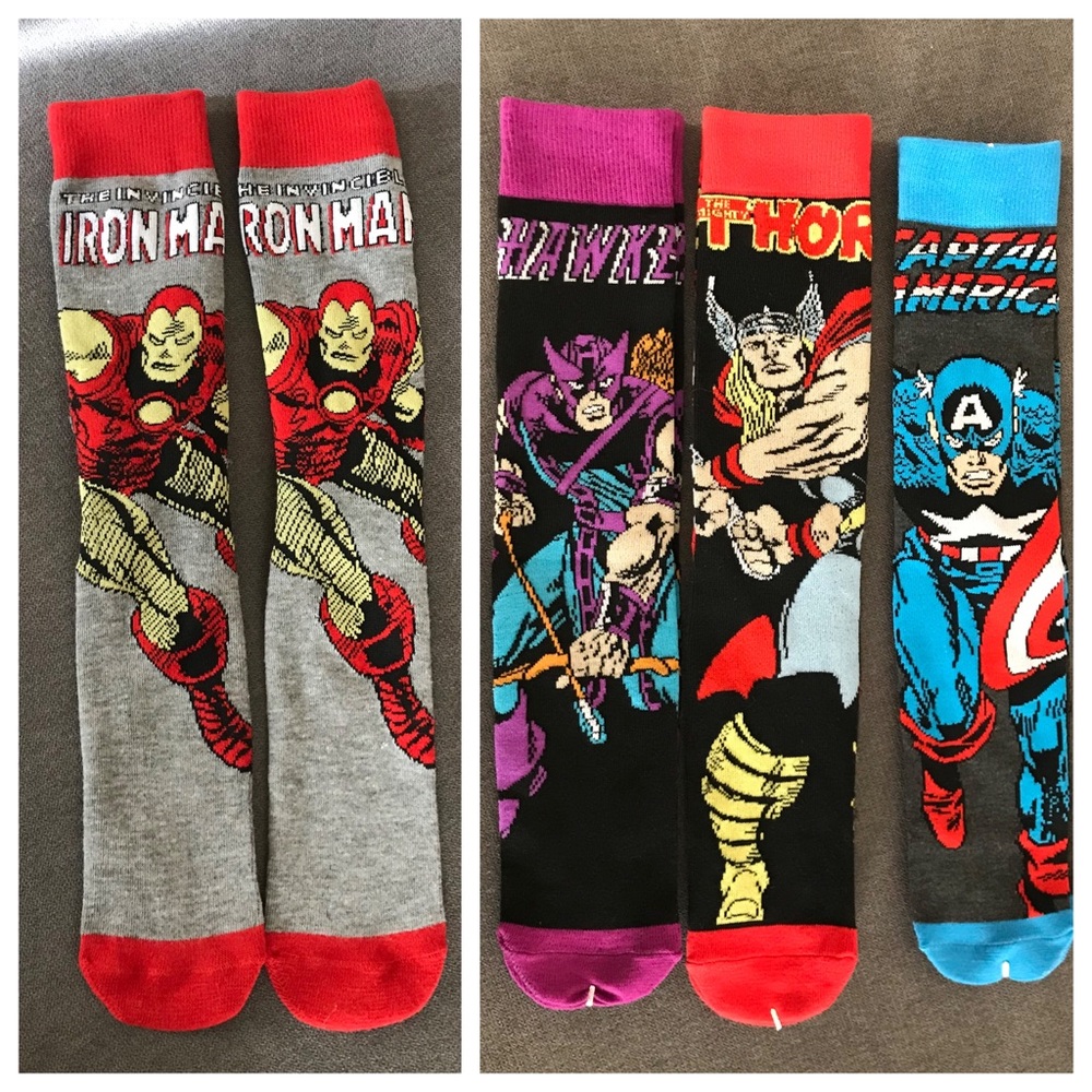 Marvel Super Hero Socks Hawkeye Thor Iron Man